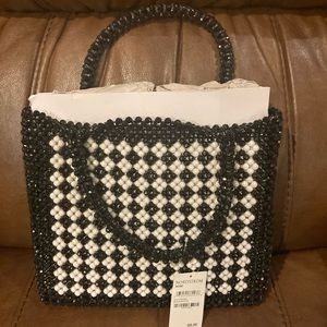 Nordstrom black & white beaded purse